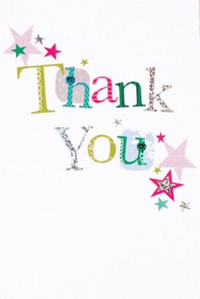 Amersham's sense of timeless charm is captured in this thank you card, where each letter is a stroke of personality-from gleeful dots and playful swirls, to serene, almost melodic curves-each radiating warmth. Vibrant stars cluster around the message, their hues of sparkling pink, deep turquoise, and silver shining like festive lanterns hung during celebrations in the Old Town. The composition is both modern and airy, with an understated creative sophistication-a balance not too formal yet universally inviting. The clean white background lets every playful pattern and gleam shimmer brightly, complementing the lively spirit that makes Amersham feel like home. This is the sort of card that pairs effortlessly with a bouquet from Flower Delivery Amersham-an expressive gesture for any neighbour, teacher, or loved one. Its design embodies sincerity and memorable appreciation, casting a gentle light that mirrors the joy of unexpected kindness in Amersham, whether found in a bustling café or along historic Whielden Street.