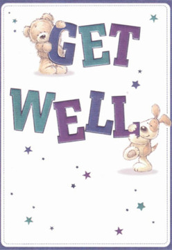 This endearing get well card radiates warmth and optimism, echoing the generous spirit that characterises Amersham's vibrant neighbourhoods. The central illustration brings together a cuddly bear perched atop the flowing letters of 'GET' and a joyful puppy nestled beneath the bold 'WELL,' their gentle smiles filled with encouragement. The interplay of deep purples, soft teals, and crisp whites in the artwork mirrors the timeless beauty found along Amersham's picturesque avenues. Starbursts in ethereal blues and violets drift across the surface, twinkling with hopeful wishes, much like daisies and forget-me-nots scattered across local gardens. There's an almost touchable quality to the illustrated fur, conveying the same comfort as a freshly arranged bouquet delivered to a doorstep on Sycamore Road. Just as Flower Delivery Amersham crafts every arrangement with personal care and attention, this card's thoughtfully layered design speaks of kindness and support, offering a message as bright and healing as morning light spilling through a florist's window.